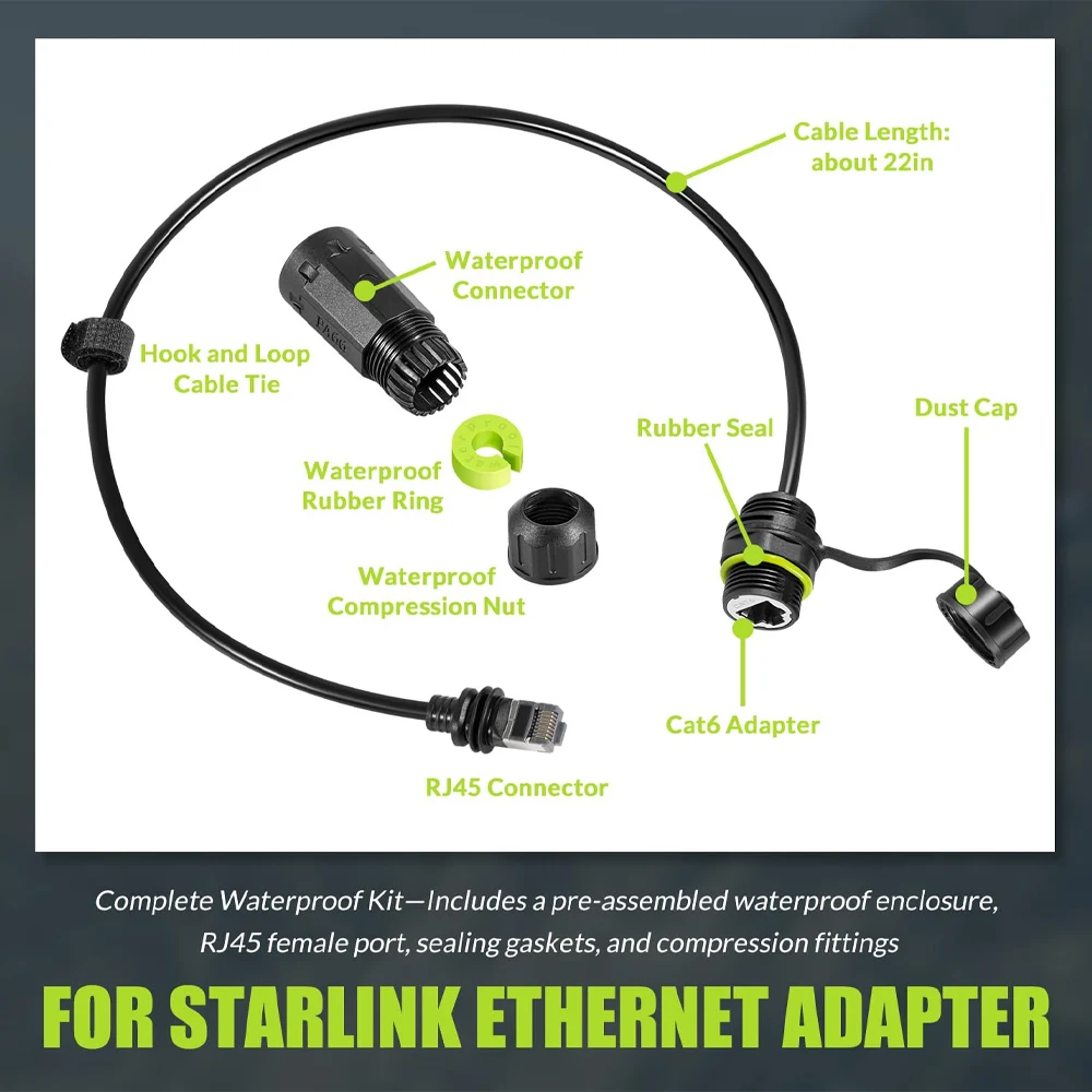 Ethernet Adapter for Starlink Gen 3 & Mini, Replacement for Starlink Gen 3 Cable Extension Adapter, Plug-and-Play RJ45 Connector
Ethernet Adapter for Starlink Gen 3 & Mini, Replacement for Starlink Gen 3 Cable Extension Adapter, Plug-and-Play RJ45 Connector