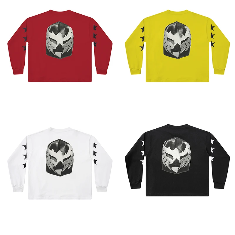 YZY Bully Long Sleeve T-Shirt Vintage Trendy Kanye West Style Five-Pointed Star Mask Print Collection Men Women Versatile Top
YZY Bully Long Sleeve T-Shirt Vintage Trendy Kanye West Style Five-Pointed Star Mask Print Collection Men Women Versatile Top