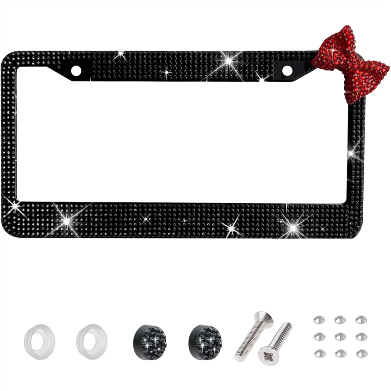 Rhinestone License Plate Frame for Women with Bow, Sparkly Car Tag Frame, Cute Girly Car Accessories Gift (Black Frame + Red
Rhinestone License Plate Frame for Women with Bow, Sparkly Car Tag Frame, Cute Girly Car Accessories Gift (Black Frame + Red