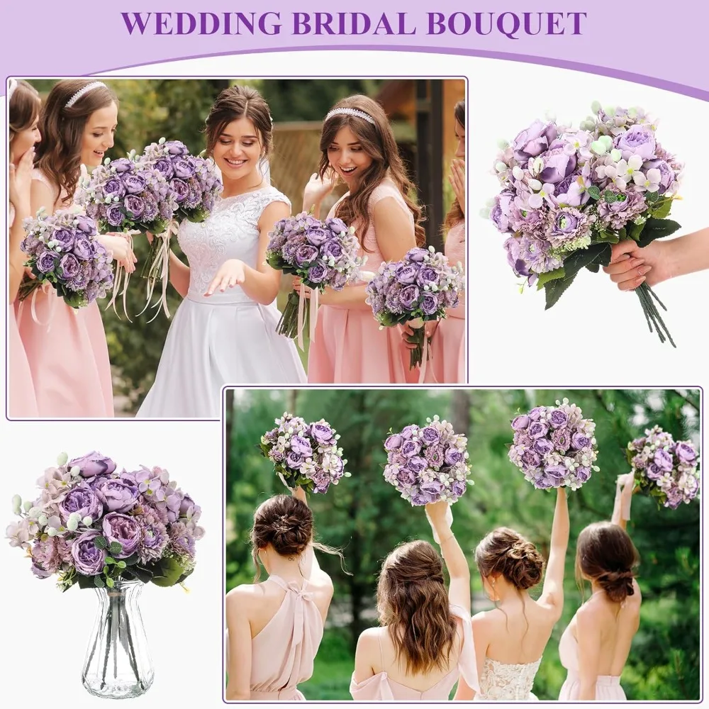 16 Bundles Artificial Peony Silk Flower Hydrangea Fake Peony for Wedding Table Centerpiece Party Home DIY Decoration (Purple)
16 Bundles Artificial Peony Silk Flower Hydrangea Fake Peony for Wedding Table Centerpiece Party Home DIY Decoration (Purple)
