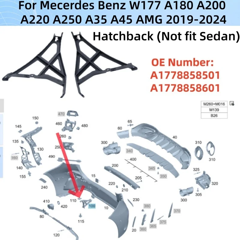 Кронштейн крепления заднего бампера для Mercedes-Benz W177 A180 A200 A220 A250 A35 A45 AMG Hatchback 2019-2024, A1778858601
Кронштейн крепления заднего бампера для Mercedes-Benz W177 A180 A200 A220 A250 A35 A45 AMG Hatchback 2019-2024, A1778858601