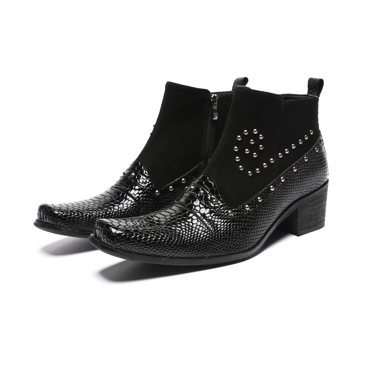 Handmade Italian Men Ankle Boots Patchwork Snake Skin Real Leather Mens High Heels Shoes Rivets Party Dressing Stage Botas Man
Handmade Italian Men Ankle Boots Patchwork Snake Skin Real Leather Mens High Heels Shoes Rivets Party Dressing Stage Botas Man