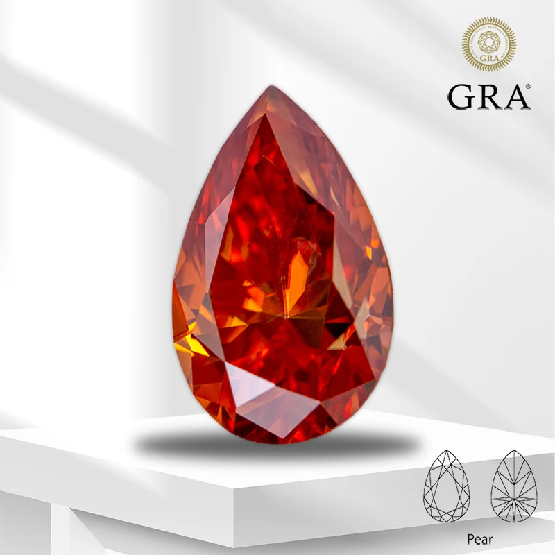 Moissanite Gemstone Orange Color Pear Cut Lab Grown Diamond for DIY Charms Jewelry Materials Materials with GRA Certificate
Moissanite Gemstone Orange Color Pear Cut Lab Grown Diamond for DIY Charms Jewelry Materials Materials with GRA Certificate