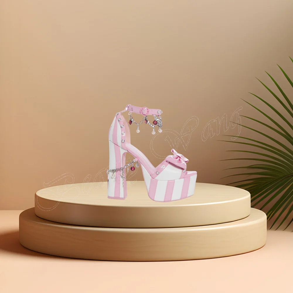 Pink Chain Decor Sandals Bow Knot Decor Ankle Buckle Open Toe Chunky High Heel Shoes for Women High Heel 2024 Zapatillas Mujer
Pink Chain Decor Sandals Bow Knot Decor Ankle Buckle Open Toe Chunky High Heel Shoes for Women High Heel 2024 Zapatillas Mujer