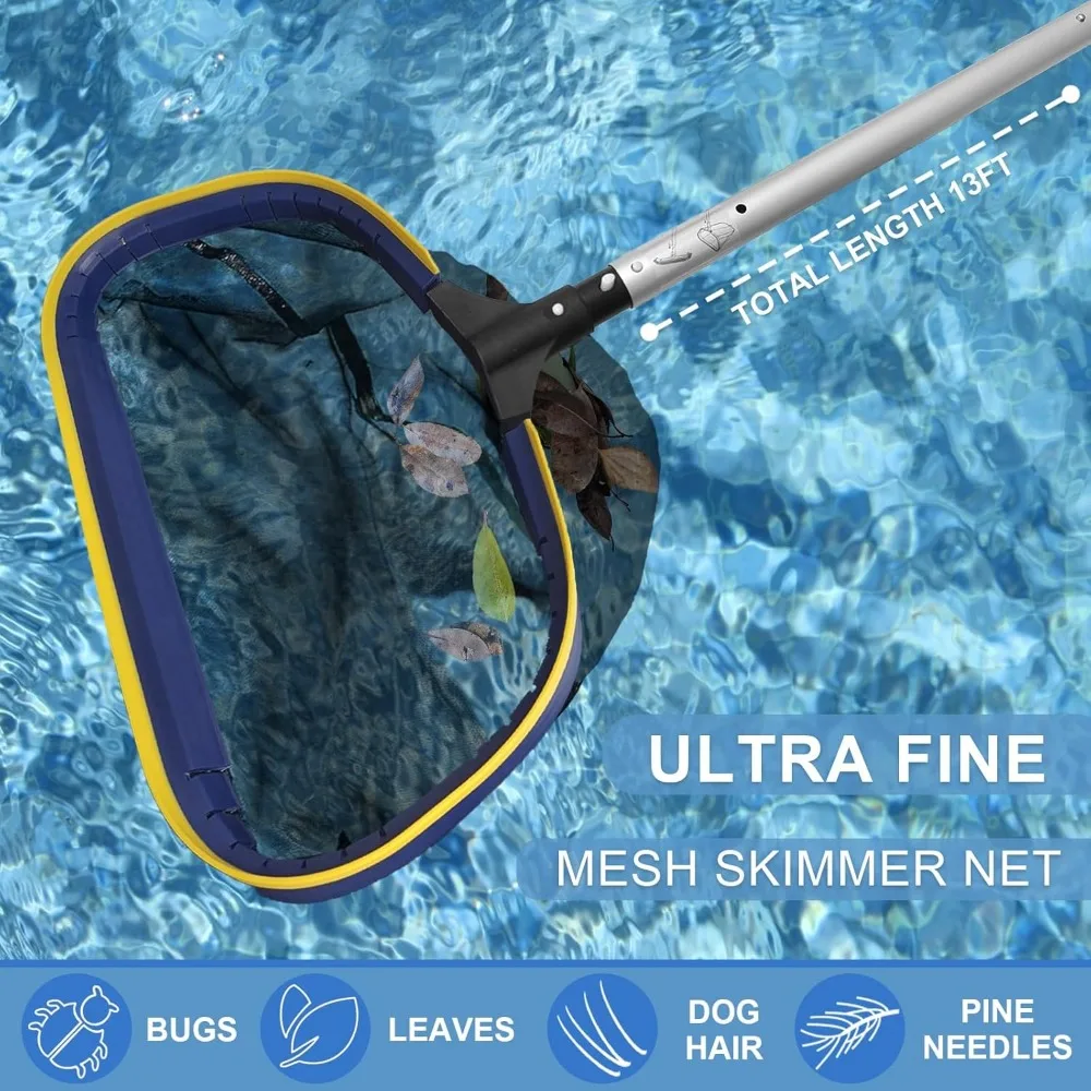 5-in-1 Pool Cleaning Kit - Includes Semi-Deep Skimmer Net, Aluminum Leaf Rake, 20' Pool Brush with 13ft Adjustable Pole
5-in-1 Pool Cleaning Kit - Includes Semi-Deep Skimmer Net, Aluminum Leaf Rake, 20' Pool Brush with 13ft Adjustable Pole