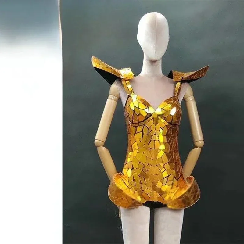 Laser Mirror Glitter Gold Sexy Bodysuit for Women's Luxury Personalized Performance Costume Dance Singer Stage Party Rave Wear
Laser Mirror Glitter Gold Sexy Bodysuit for Women's Luxury Personalized Performance Costume Dance Singer Stage Party Rave Wear