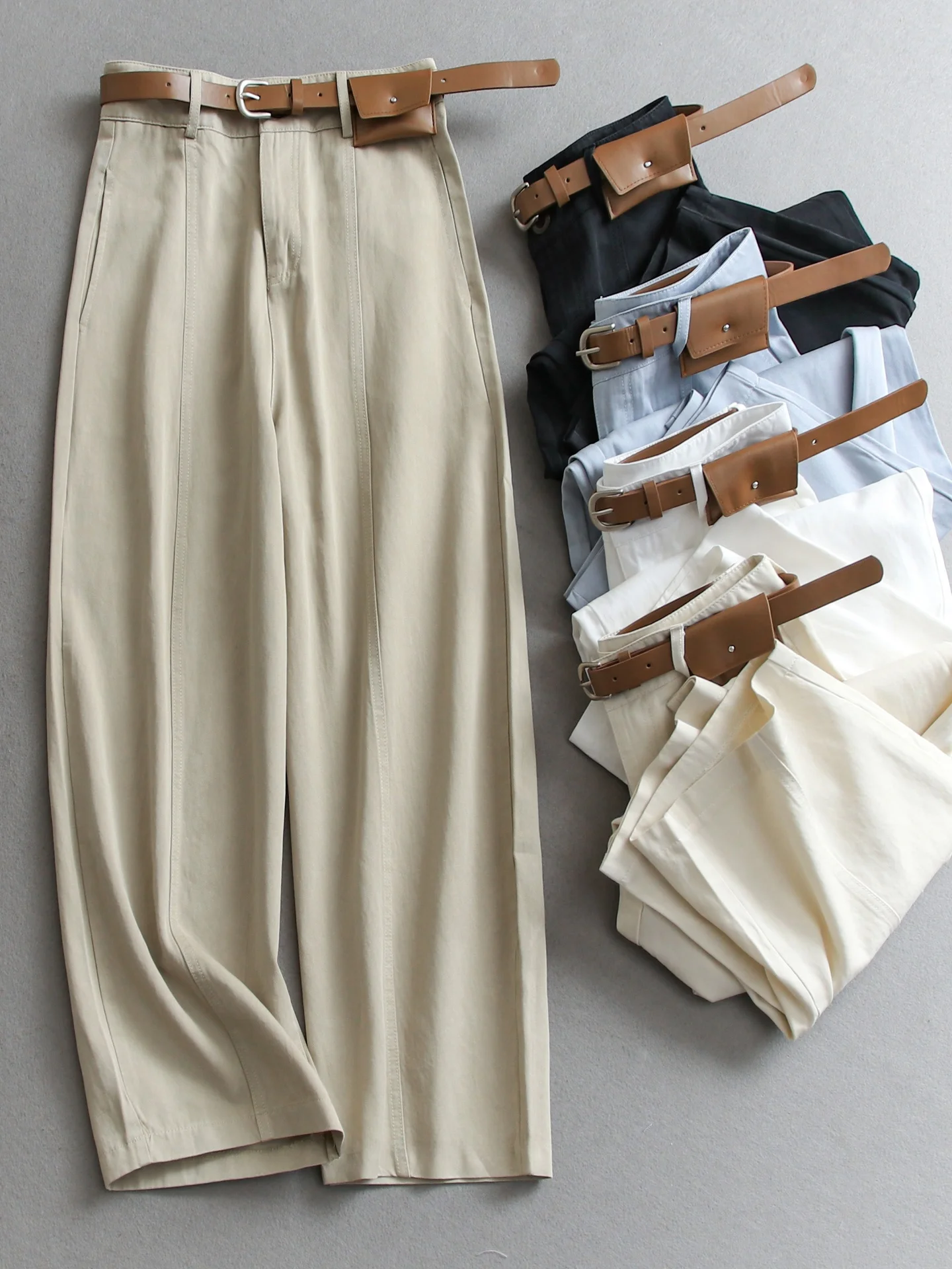 High Waist Loose Wide Leg Pants Women's Casual Trousers Belt Pure Color Slimming Hip Covering Versatile Knife Pants
High Waist Loose Wide Leg Pants Women's Casual Trousers Belt Pure Color Slimming Hip Covering Versatile Knife Pants