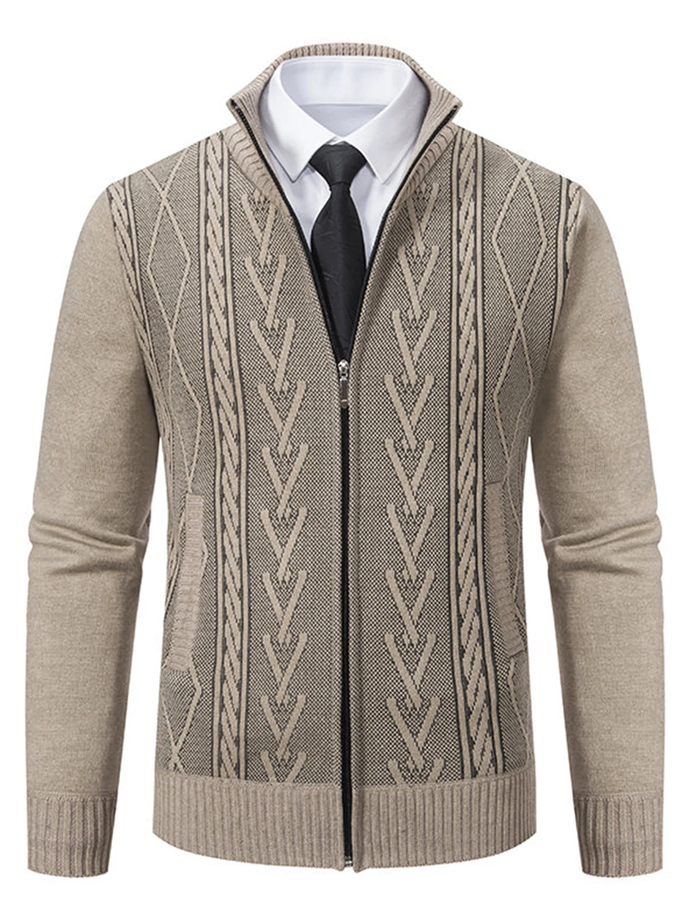 Men's 2-Pack Stand Collar Zip Up Cardigan Knitwear Long Sleeve Jacquard Sweater Coat with Pockets for Business Casual Daily Wear
Men's 2-Pack Stand Collar Zip Up Cardigan Knitwear Long Sleeve Jacquard Sweater Coat with Pockets for Business Casual Daily Wear