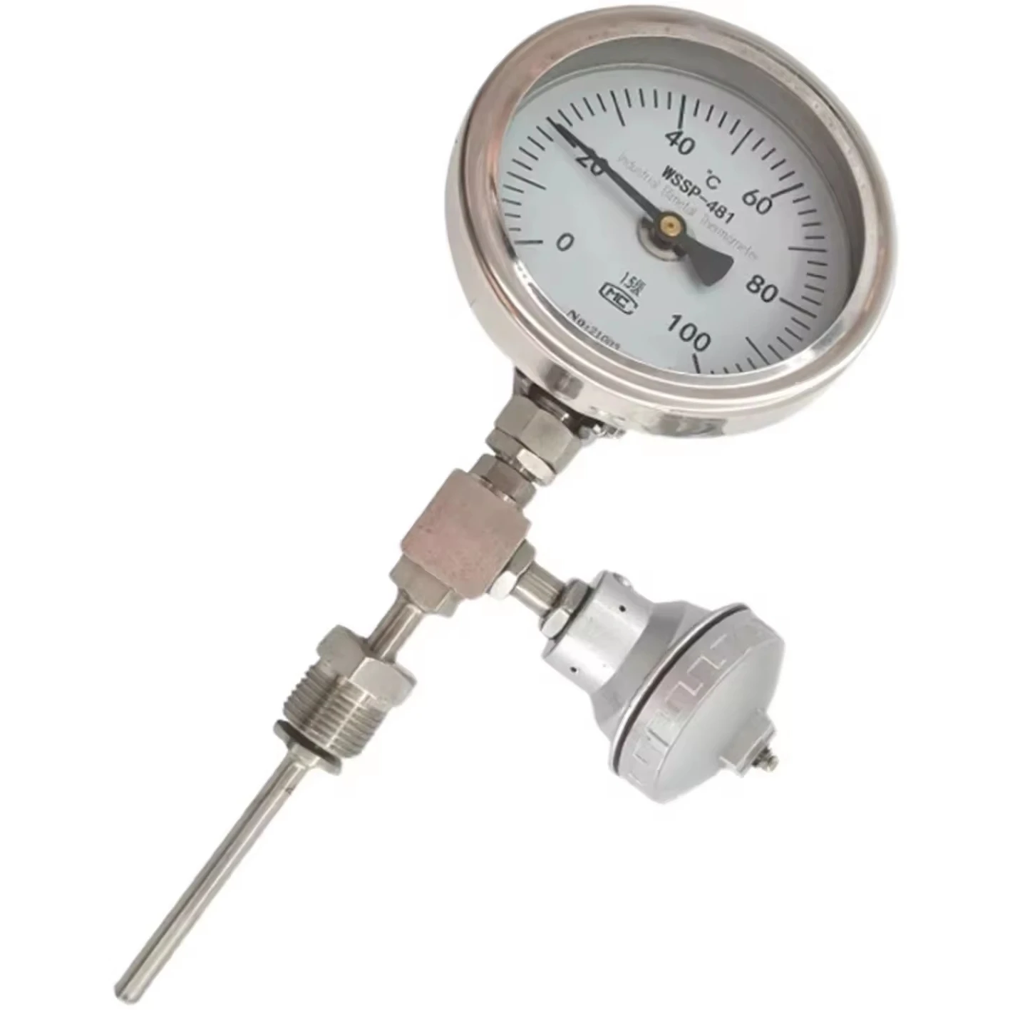 304 stainless steel PT100 remote transmission bimetallic thermometer with pointer
304 stainless steel PT100 remote transmission bimetallic thermometer with pointer