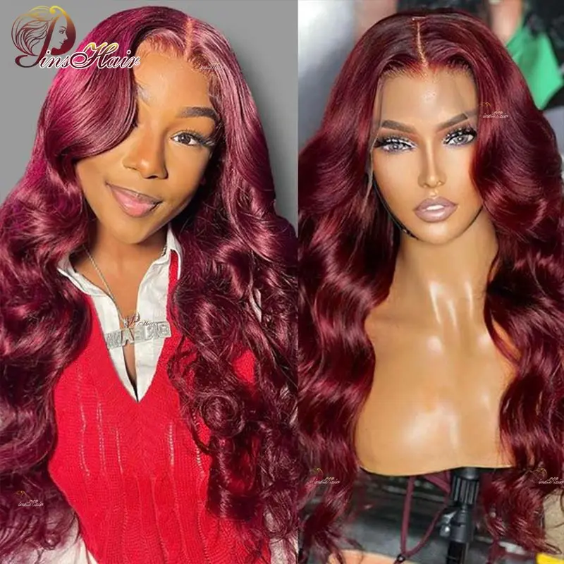 99J Color Lace Front Human Hair Wigs Burgundy Red 13x6 HD Transparent Lace Frontal Wig Body Wave Human Hair Wig Remy Pre Plucked
99J Color Lace Front Human Hair Wigs Burgundy Red 13x6 HD Transparent Lace Frontal Wig Body Wave Human Hair Wig Remy Pre Plucked