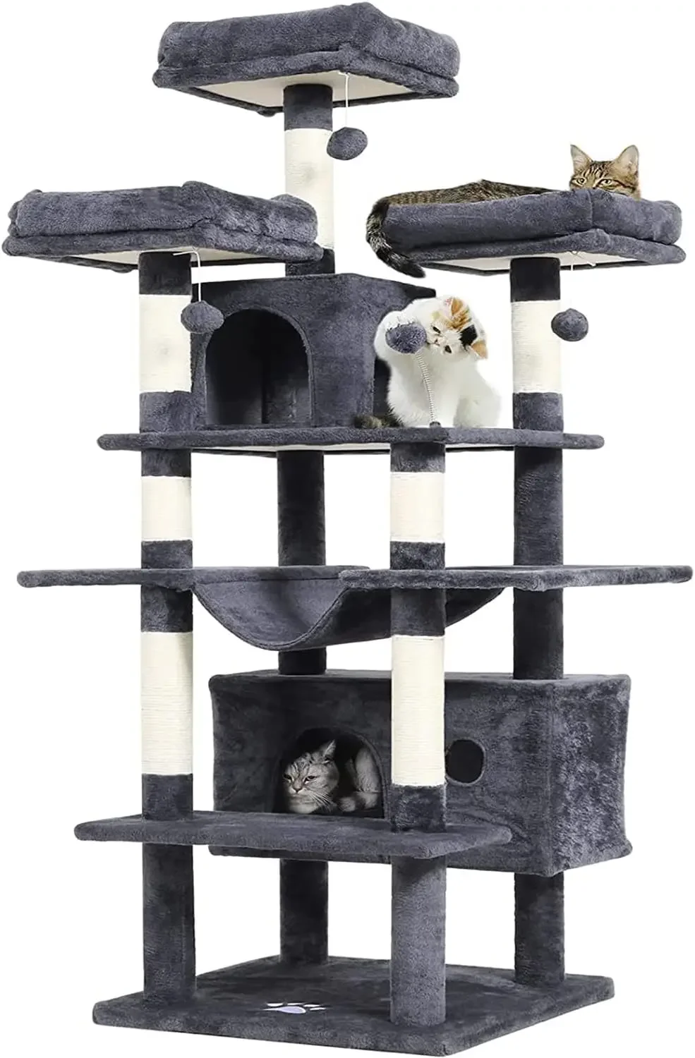 67" Large Cat Tree, Multi-Level Cat Tower with 3 Top Perches, 2 Plush Condos, Scratching Posts, Stable Activity Center
67" Large Cat Tree, Multi-Level Cat Tower with 3 Top Perches, 2 Plush Condos, Scratching Posts, Stable Activity Center
