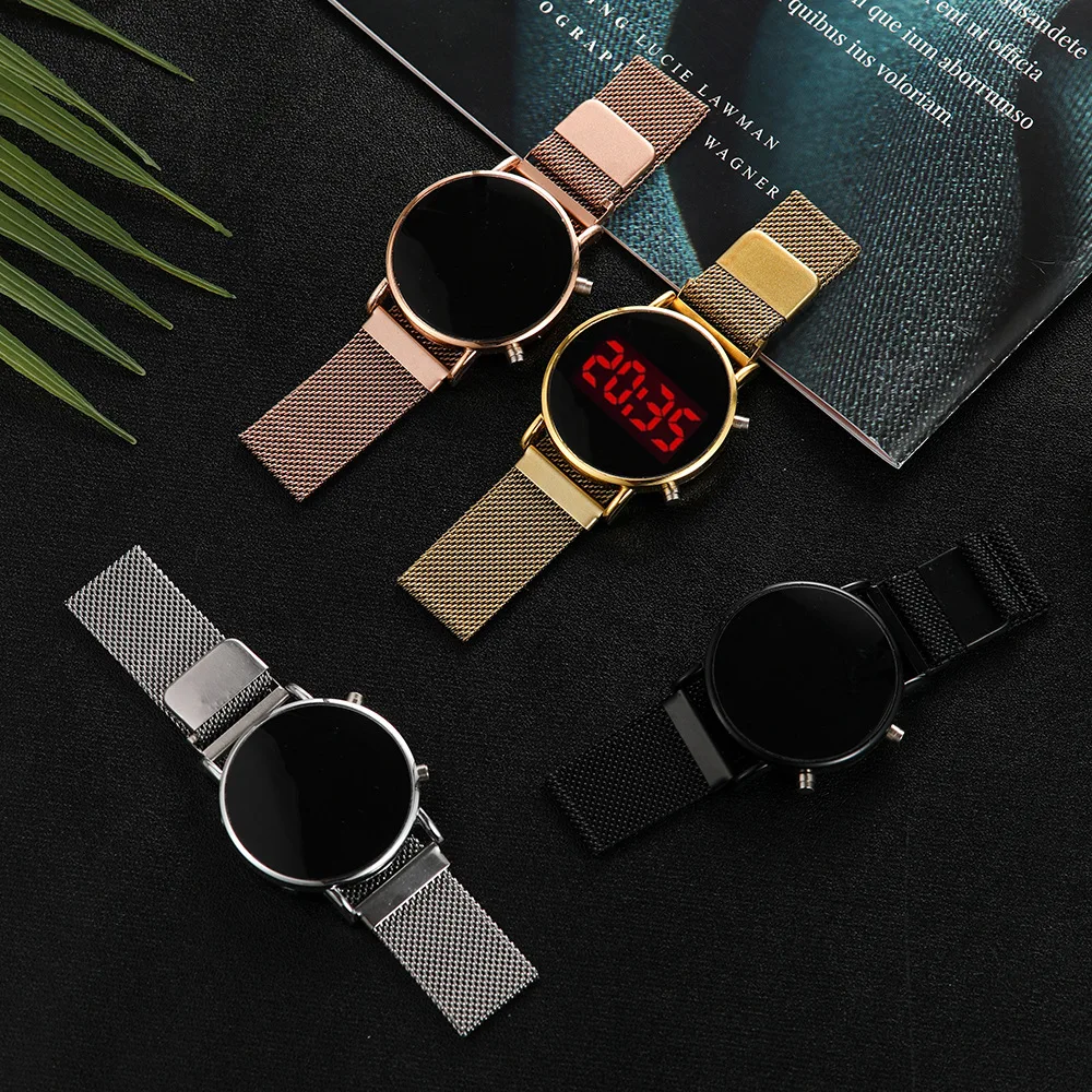 Luxury Rose Gold Digital Red LED Dial Watches For Women Stainless Steel Belt Quartz Watch Ladies Magnet Clock Drop Ship
Luxury Rose Gold Digital Red LED Dial Watches For Women Stainless Steel Belt Quartz Watch Ladies Magnet Clock Drop Ship