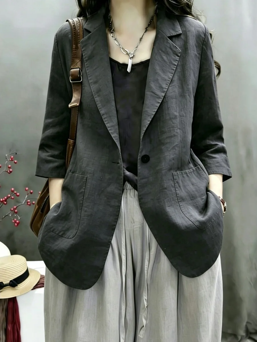 Spring Summer 2026 New Retro Thin One Button Loose Casual Personality Small Suit Versatile Outerwear for Women Regular Fit
Spring Summer 2026 New Retro Thin One Button Loose Casual Personality Small Suit Versatile Outerwear for Women Regular Fit