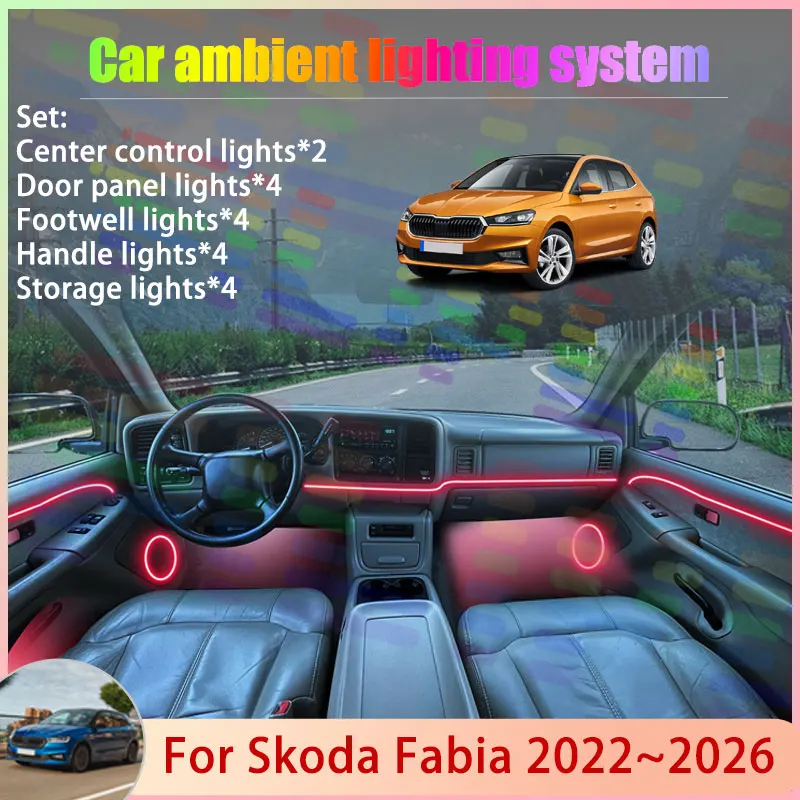 Для Skoda Fabia PJ 2022 ~ 2026 MK4 2023 2024 2025 2/18 в 1 автомобильный атмосферный светильник RGB абажур ансамбль стример атмосферный набор
Для Skoda Fabia PJ 2022 ~ 2026 MK4 2023 2024 2025 2/18 в 1 автомобильный атмосферный светильник RGB абажур ансамбль стример атмосферный набор