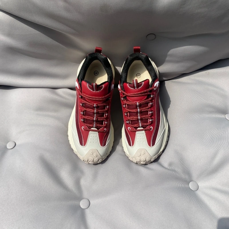 Red and white color blocked thick soled dad shoes for men, outdoor functional wind, anti slip and wear-resistant hiking shoes, a
Red and white color blocked thick soled dad shoes for men, outdoor functional wind, anti slip and wear-resistant hiking shoes, a