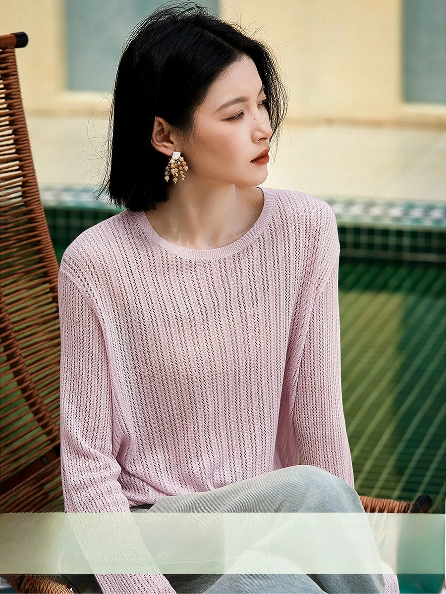 Rainbow Sugar Knitted Long Sleeve Hollow out round Neck Top Women's Elegant Style Medium Softness Lenzing Lyocell Blend Pullover
Rainbow Sugar Knitted Long Sleeve Hollow out round Neck Top Women's Elegant Style Medium Softness Lenzing Lyocell Blend Pullover