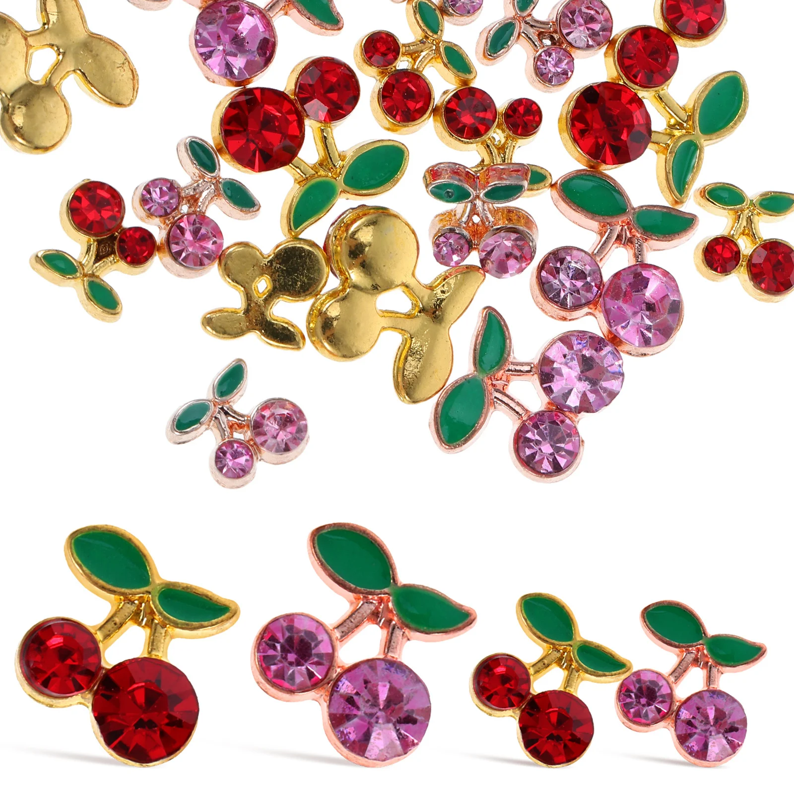 32Pcs Cherry Nail Charms Premium Alloy Durable Pink Red Gold Nail Studs DIY Manicure Decoration for Women Nails
32Pcs Cherry Nail Charms Premium Alloy Durable Pink Red Gold Nail Studs DIY Manicure Decoration for Women Nails