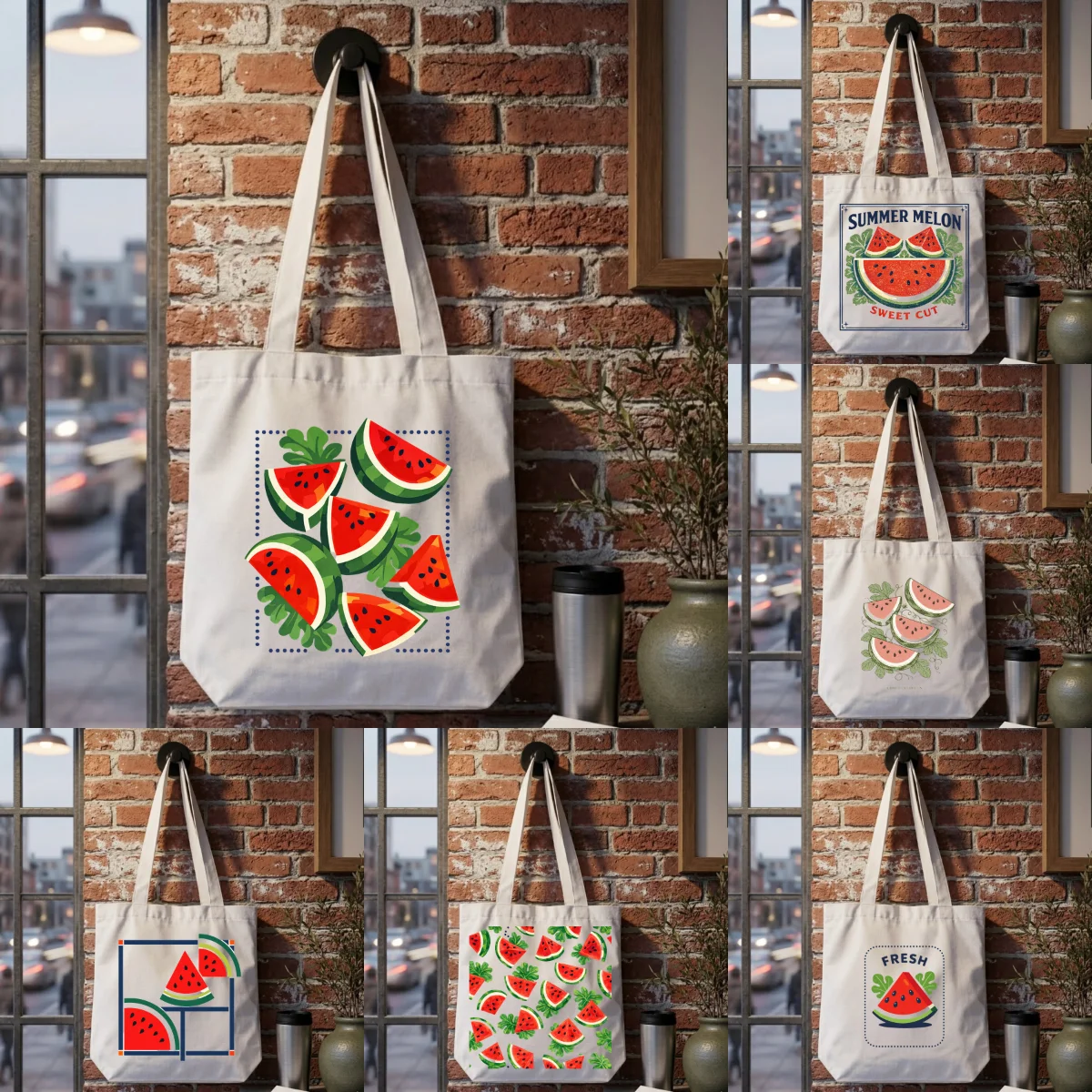 1 Pack 35×38.5cm Durable Canvas Tote Bag, Summer Watermelon Pattern Shoulder Bag, Eco-friendly Reusable Work & School Tote Bag
1 Pack 35×38.5cm Durable Canvas Tote Bag, Summer Watermelon Pattern Shoulder Bag, Eco-friendly Reusable Work & School Tote Bag