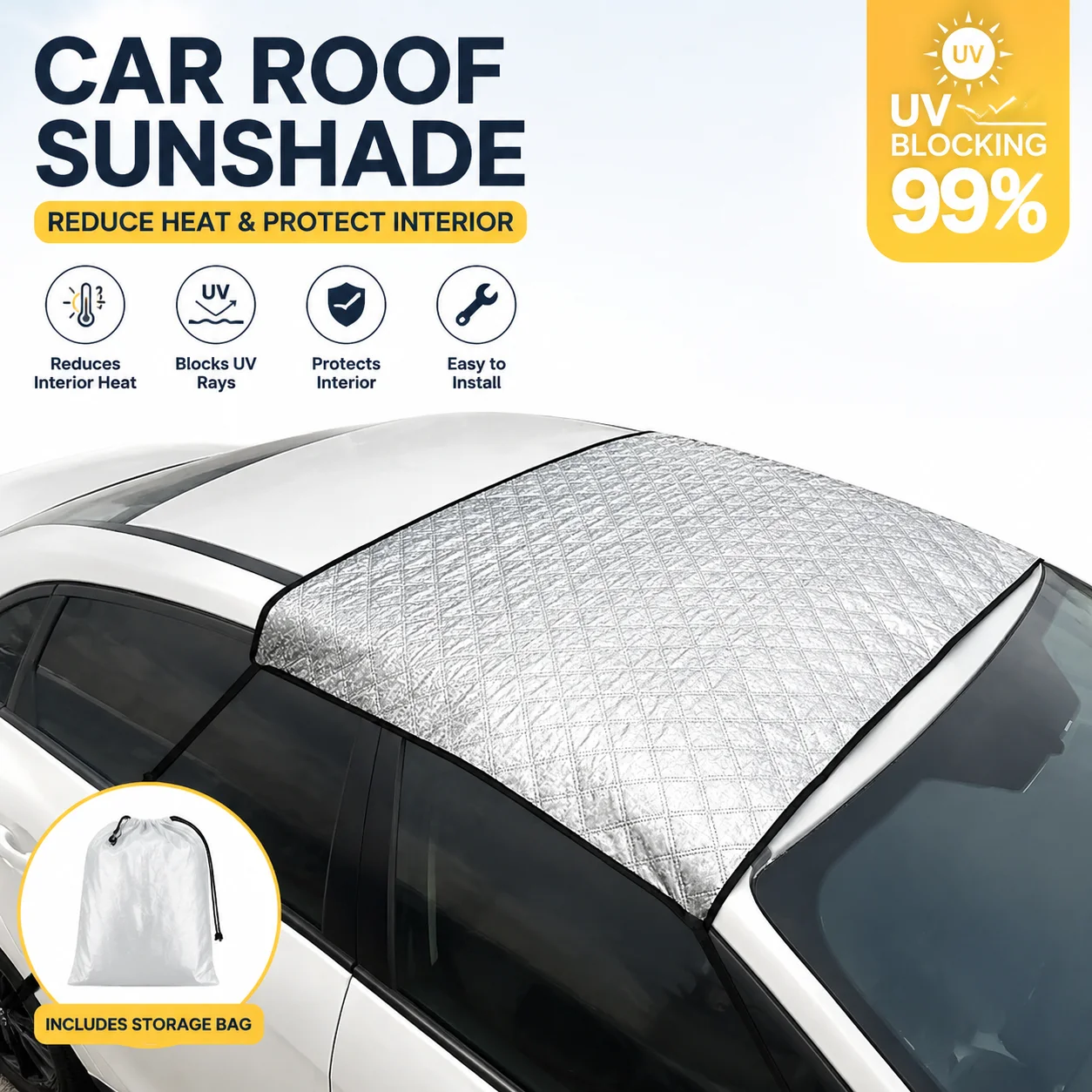 Car Roof Cover Sunroof Screen UV Protection with Elastic Bands Portable Umbrella Roof canopy Car sun and snow protection cover
Car Roof Cover Sunroof Screen UV Protection with Elastic Bands Portable Umbrella Roof canopy Car sun and snow protection cover