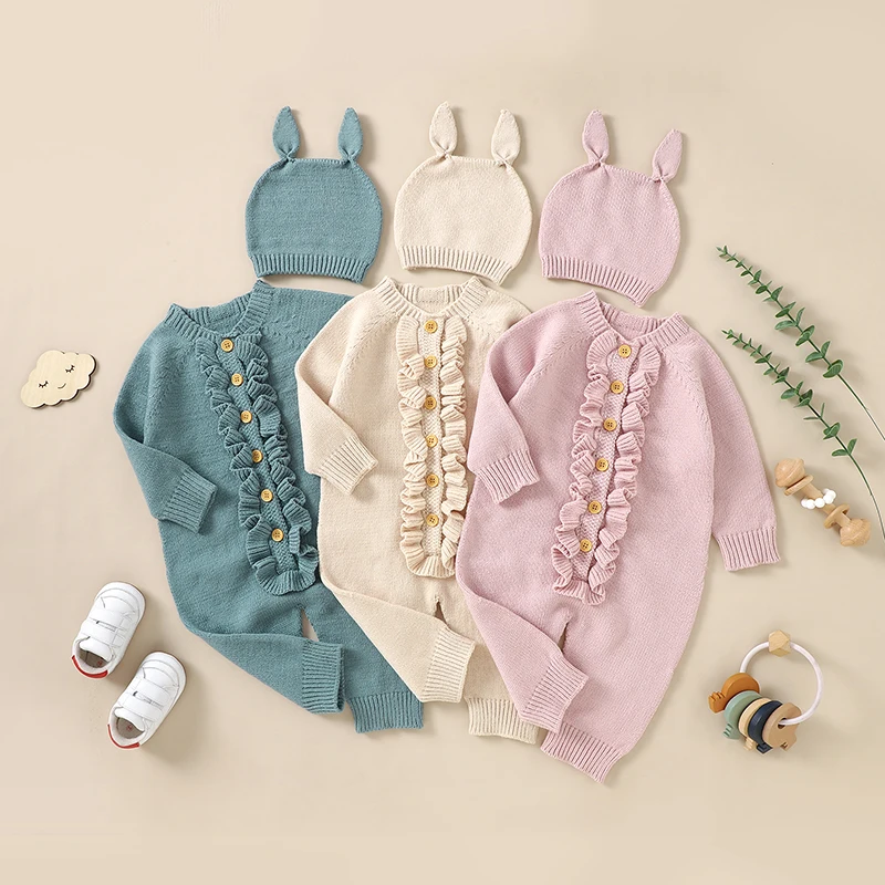 Baby Girls Rompers Clothes Autumn Ruffle Long Sleeve Knitted Newborn Infant Boys Onesie Hats Outfits Toddler Children Jumpsuits
Baby Girls Rompers Clothes Autumn Ruffle Long Sleeve Knitted Newborn Infant Boys Onesie Hats Outfits Toddler Children Jumpsuits