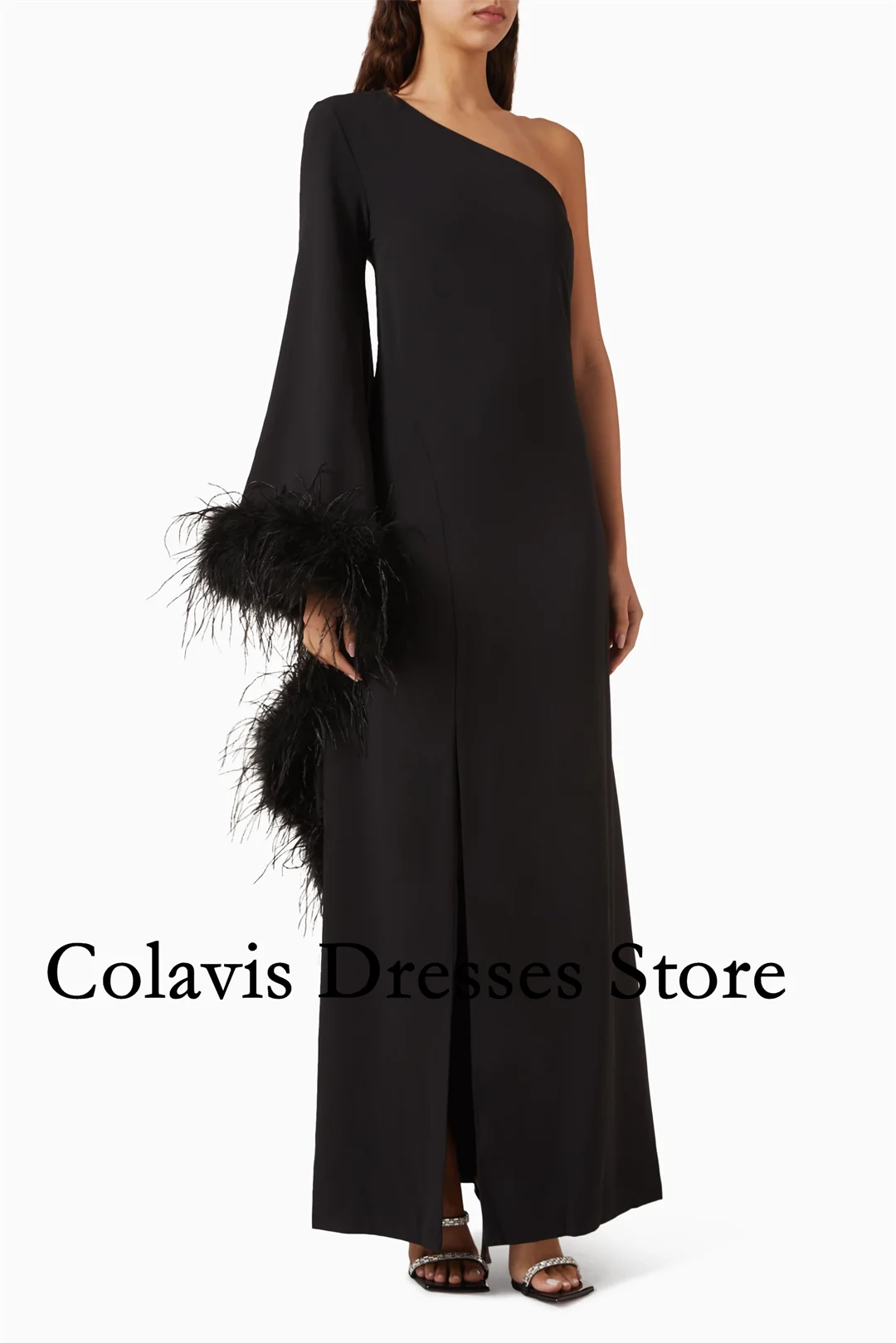 2025 Customized Black Flare Sleeves Feather-trim Dress Crepe Prom Dresses Evening Dress Women Evening Gowns Formal Party Dress
2025 Customized Black Flare Sleeves Feather-trim Dress Crepe Prom Dresses Evening Dress Women Evening Gowns Formal Party Dress