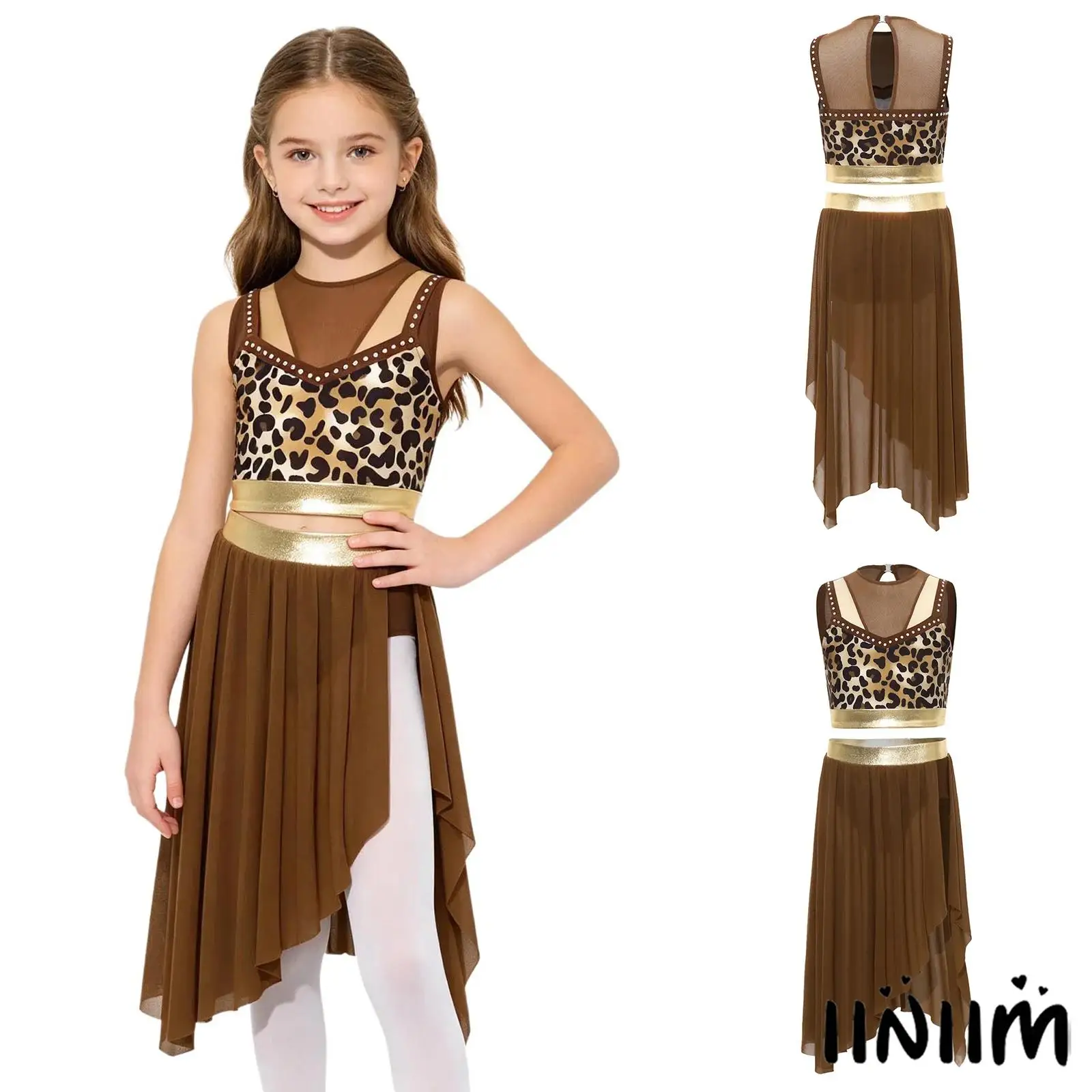 Kids Girls 2 Pieces Leopard Print Cavegirl Clothes Lyrical Ballet Latin Dance Costume Sleeveless Rhinestones Crop Top with Skirt
Kids Girls 2 Pieces Leopard Print Cavegirl Clothes Lyrical Ballet Latin Dance Costume Sleeveless Rhinestones Crop Top with Skirt