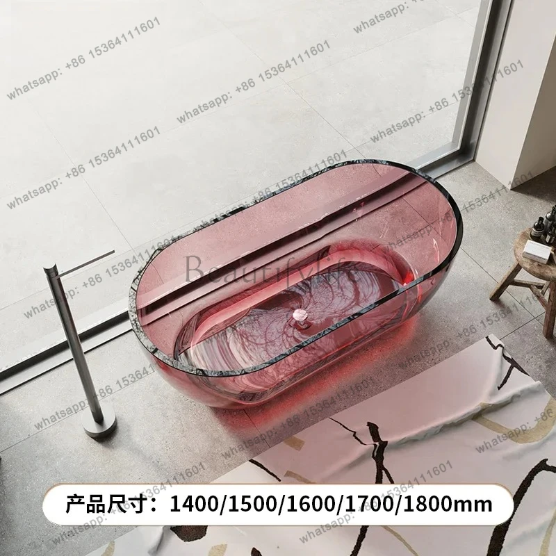 Crystal transparent colored resin bathtub, integrated independent couple bed and breakfast hotel bathtub customization
Crystal transparent colored resin bathtub, integrated independent couple bed and breakfast hotel bathtub customization