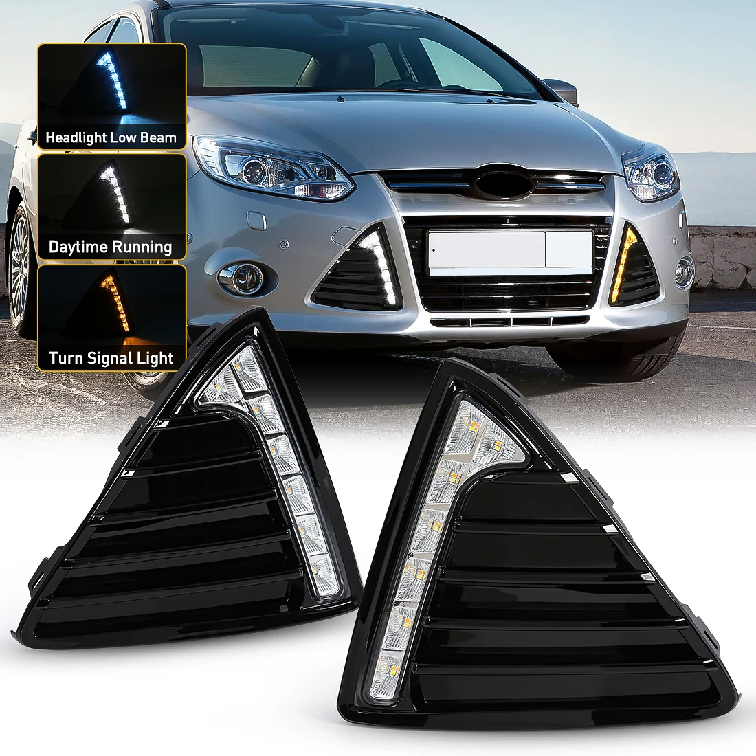 Для Ford Focus 2012 2013 2014 2015 Автомобильные светодиодные дневные ходовые огни DRL желто-белые противотуманные фары указатель поворота 12 В аксессуары
Для Ford Focus 2012 2013 2014 2015 Автомобильные светодиодные дневные ходовые огни DRL желто-белые противотуманные фары указатель поворота 12 В аксессуары