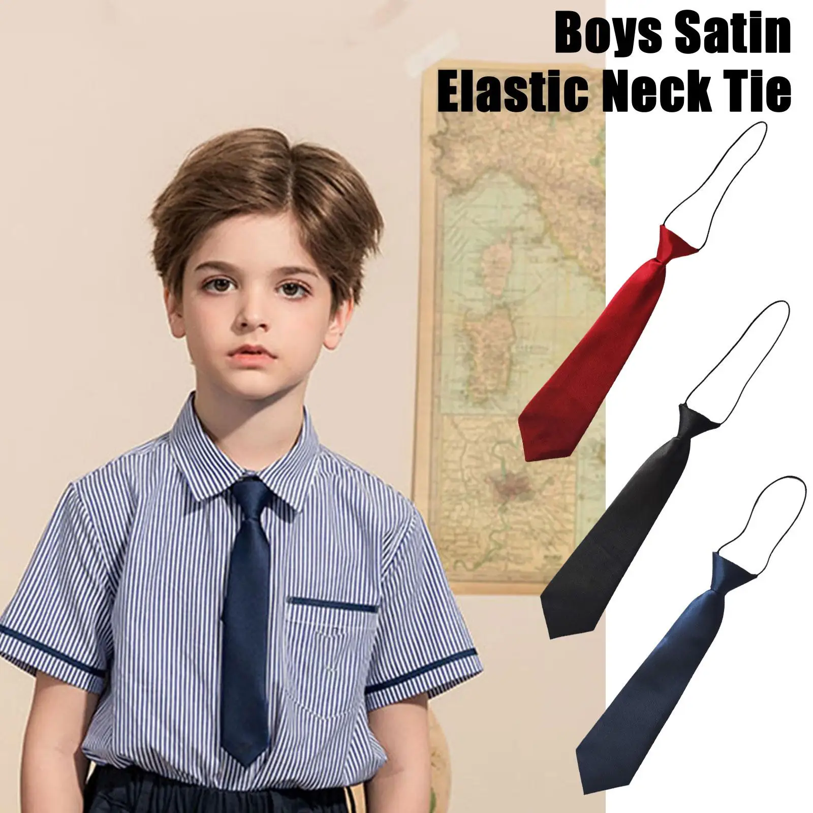 Pre-tied Black Boy Satin Elastic Neck Tie Short Children's Cute Decoration For Kids's Match Suit Uniform Tie Casual Accesso T4U0
Pre-tied Black Boy Satin Elastic Neck Tie Short Children's Cute Decoration For Kids's Match Suit Uniform Tie Casual Accesso T4U0
