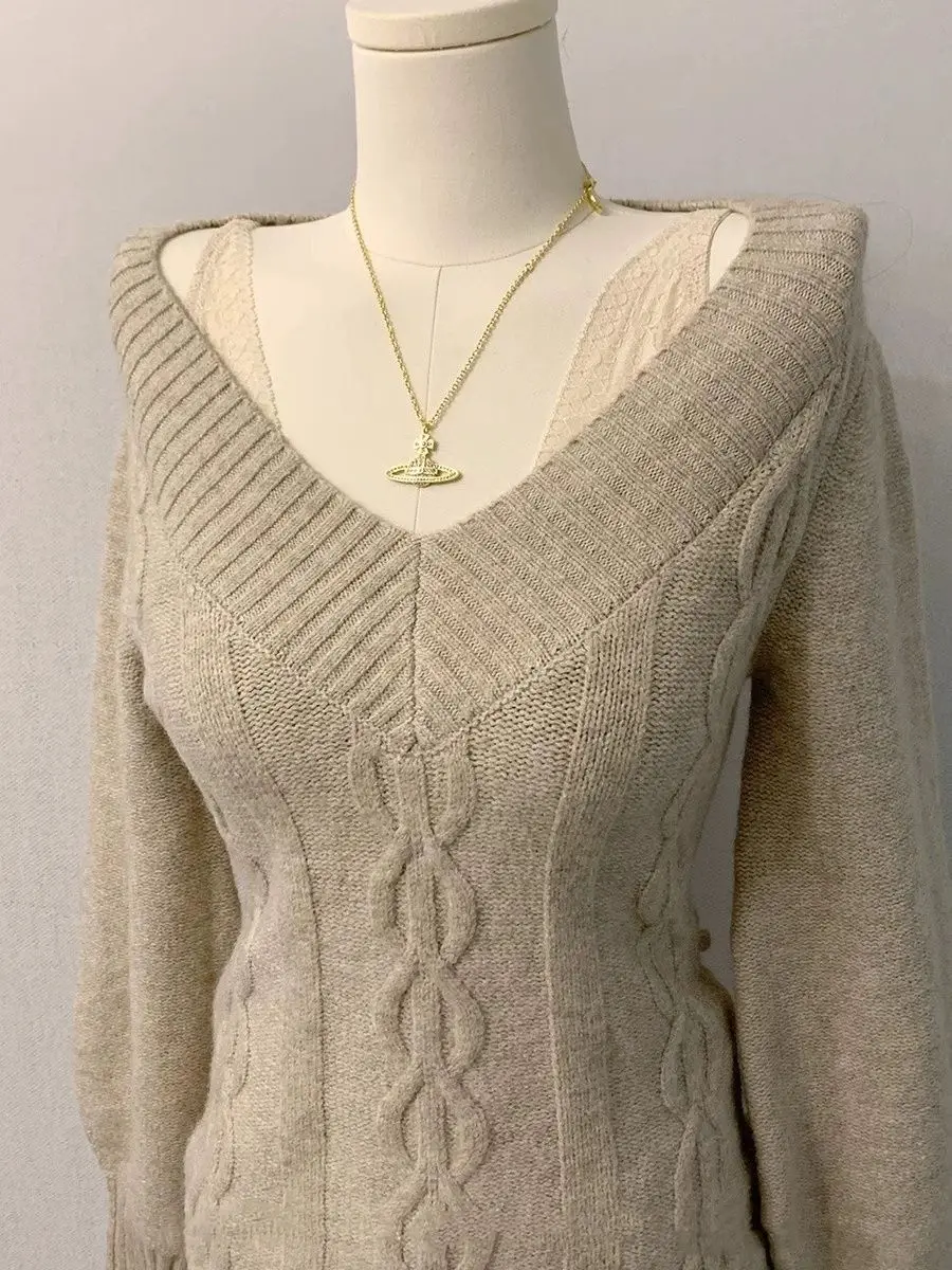 Узкие топы с длинными рукавами, дизайнерская уличная одежда, v-образный вырез, сказочный гранж, шикарный готический тонкий сексуальный вязаный свитер, мягкий пуловер
Узкие топы с длинными рукавами, дизайнерская уличная одежда, v-образный вырез, сказочный гранж, шикарный готический тонкий сексуальный вязаный свитер, мягкий пуловер