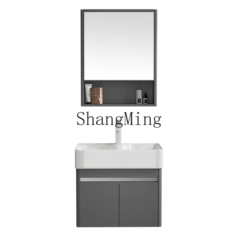 HJ wall-mounted gray stainless steel bathroom cabinet combination small apartment bathroom ceramic washbasin
HJ wall-mounted gray stainless steel bathroom cabinet combination small apartment bathroom ceramic washbasin