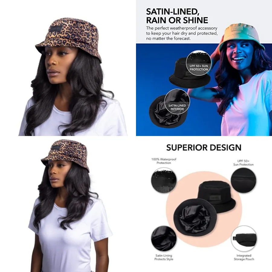 Hairbrella Waterproof Bucket Hat for Women and Men Satin Lined Cap UPF 50+ Rain Hat, Packable, Outdoor
Hairbrella Waterproof Bucket Hat for Women and Men Satin Lined Cap UPF 50+ Rain Hat, Packable, Outdoor