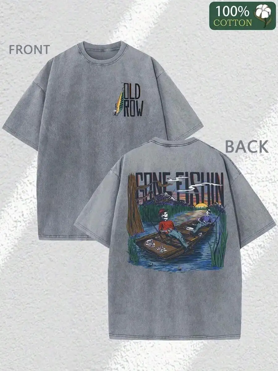 Washed Cotton Fishing Print T-Shirt For Adults Round Neck Casual Summer Tee
Washed Cotton Fishing Print T-Shirt For Adults Round Neck Casual Summer Tee