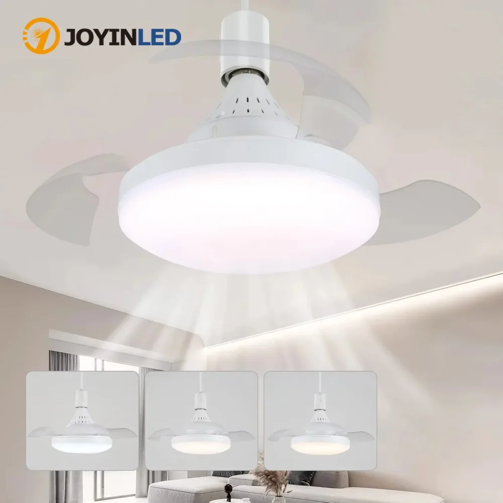 JOYINLED Socket Fan Light Retractable Ceiling Fan with Light LED Dimmable Remote 3-Speed E27 Ultra-Quiet DC Motor White
JOYINLED Socket Fan Light Retractable Ceiling Fan with Light LED Dimmable Remote 3-Speed E27 Ultra-Quiet DC Motor White