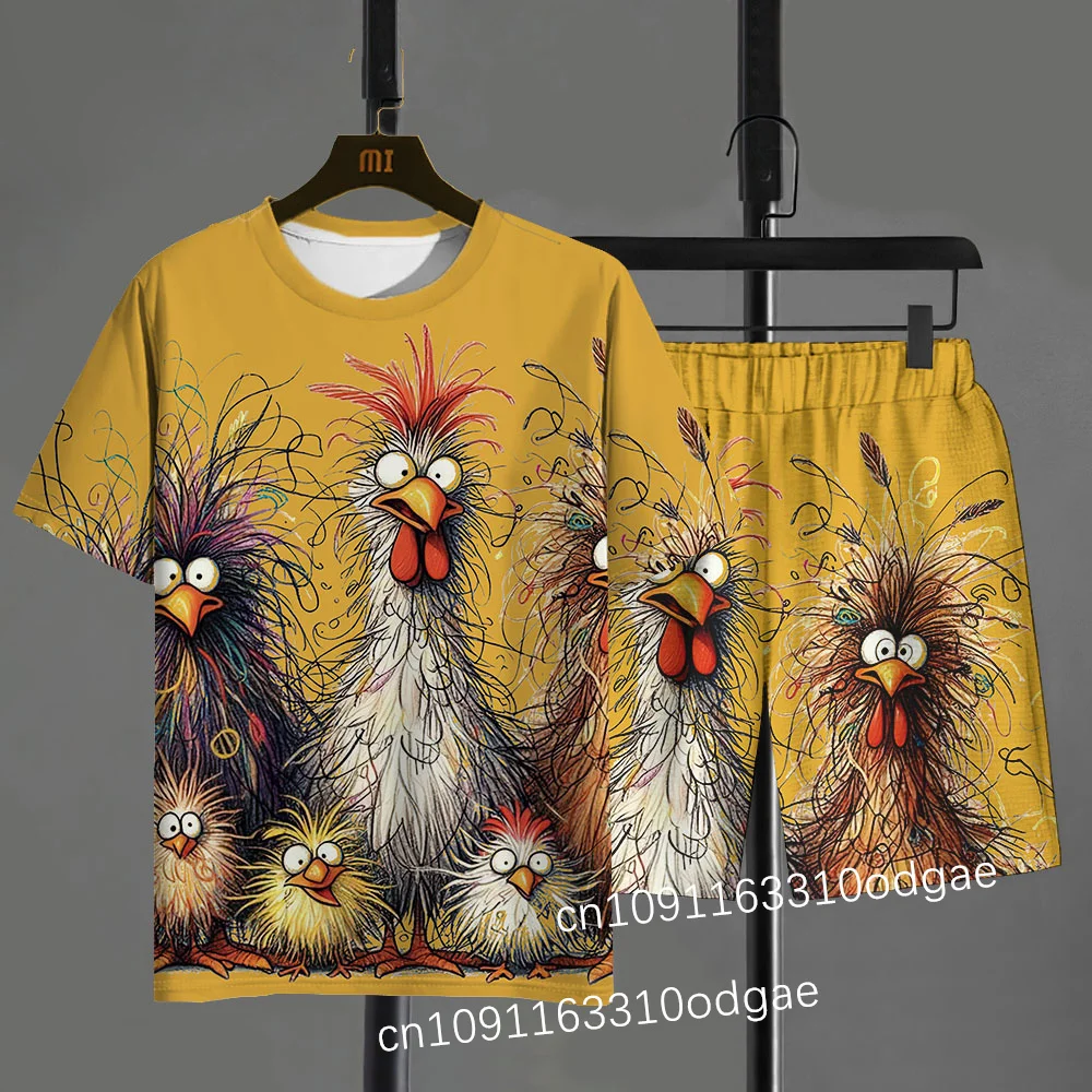 Мужская футболка с забавным мультяшным принтом курицы и шортами, летний повседневный комплект из двух предметов с короткими рукавами, уличная мужская одежда большого размера
Мужская футболка с забавным мультяшным принтом курицы и шортами, летний повседневный комплект из двух предметов с короткими рукавами, уличная мужская одежда большого размера