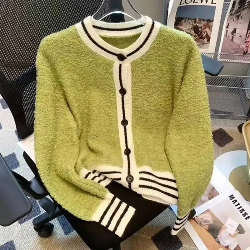 Y K Striped Cuffs Hem Knitted Cardigan Women Chic Contrast Color Single Breasted Sweater Coat Autumn Korean Street O Neck Tops
Y K Striped Cuffs Hem Knitted Cardigan Women Chic Contrast Color Single Breasted Sweater Coat Autumn Korean Street O Neck Tops