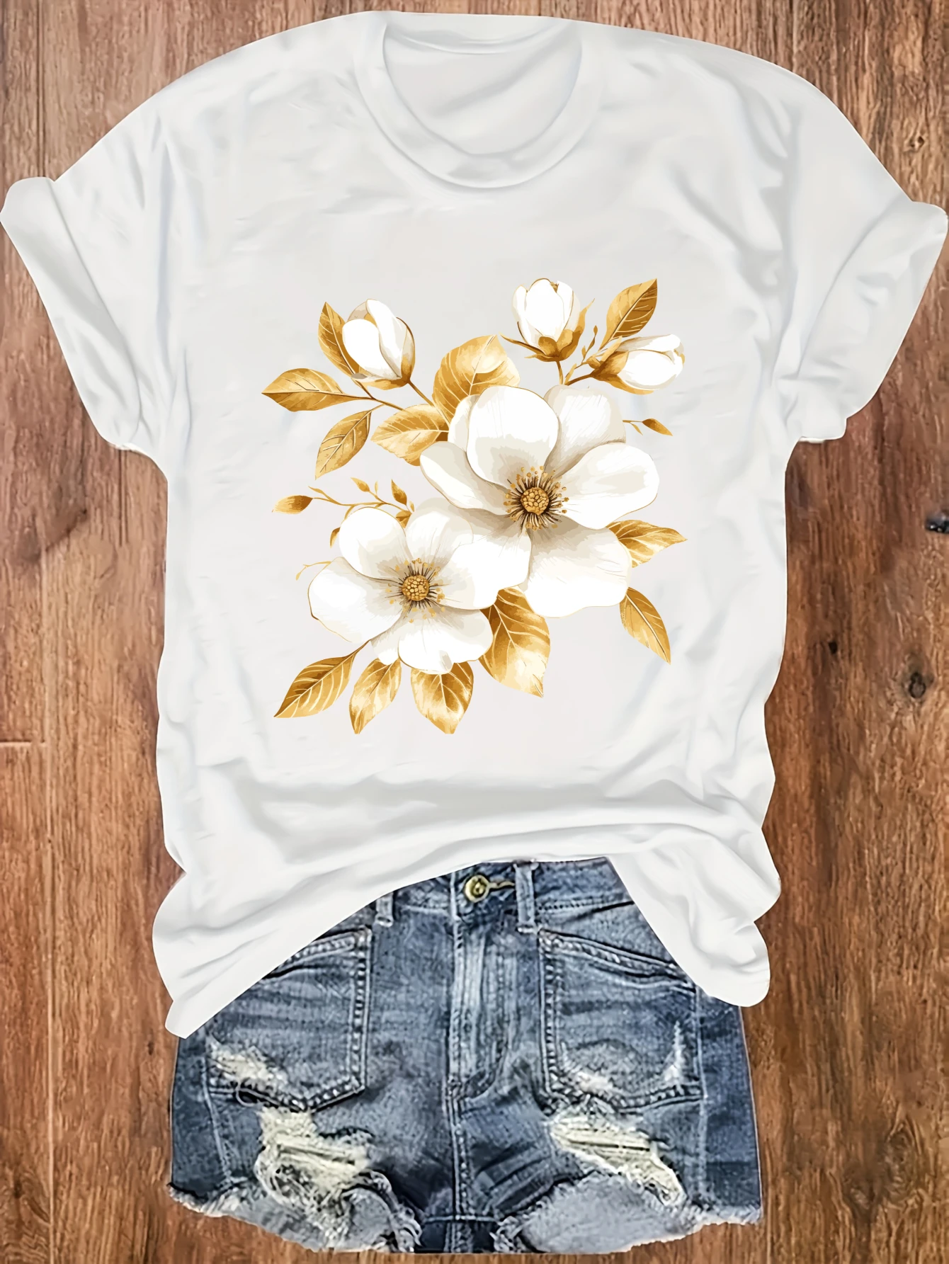 women's plus size tank top White Flowers With Gold Leaves Suitable for sports and daily wear sleeveless casual style top summer
women's plus size tank top White Flowers With Gold Leaves Suitable for sports and daily wear sleeveless casual style top summer