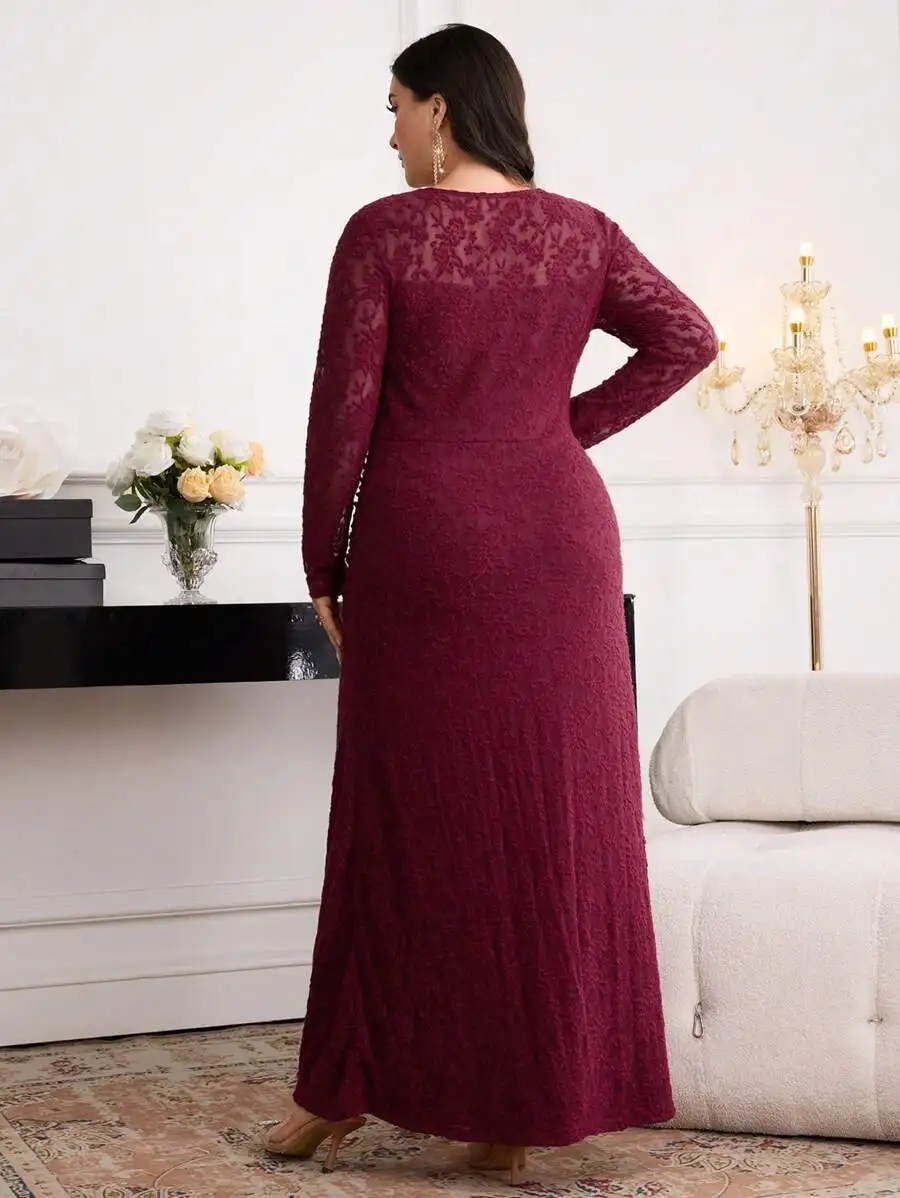 Plus Size Elegant Solid Color Lace Long Sleeve Floor Length Prom Dress
Plus Size Elegant Solid Color Lace Long Sleeve Floor Length Prom Dress