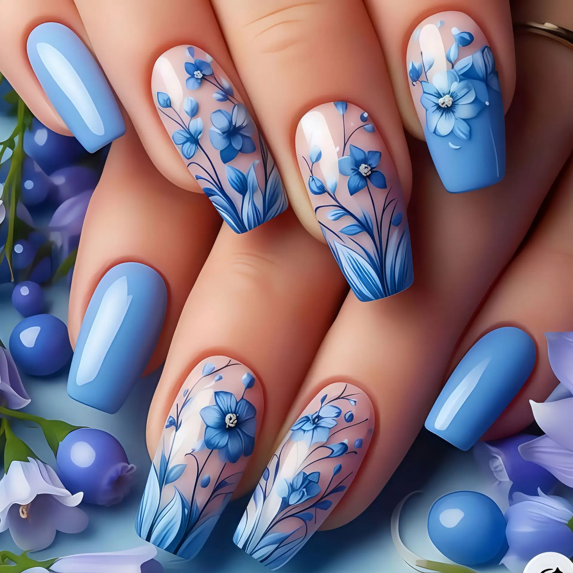 24Pcs Fake Nails Mid-length Ballet Press on False Nails with Blue Flowers Design Fashion Nails Set Detachable Nail Spring/Summer
24Pcs Fake Nails Mid-length Ballet Press on False Nails with Blue Flowers Design Fashion Nails Set Detachable Nail Spring/Summer