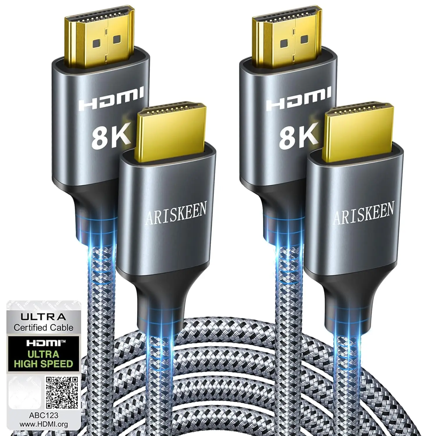 8K HDMI 2.1 Cable 6FT 2-Pack, 48Gbps High Speed, 8K60Hz 4K120Hz 144Hz, HDR10 eARC, Braided Cord for Laptop HDTV
8K HDMI 2.1 Cable 6FT 2-Pack, 48Gbps High Speed, 8K60Hz 4K120Hz 144Hz, HDR10 eARC, Braided Cord for Laptop HDTV