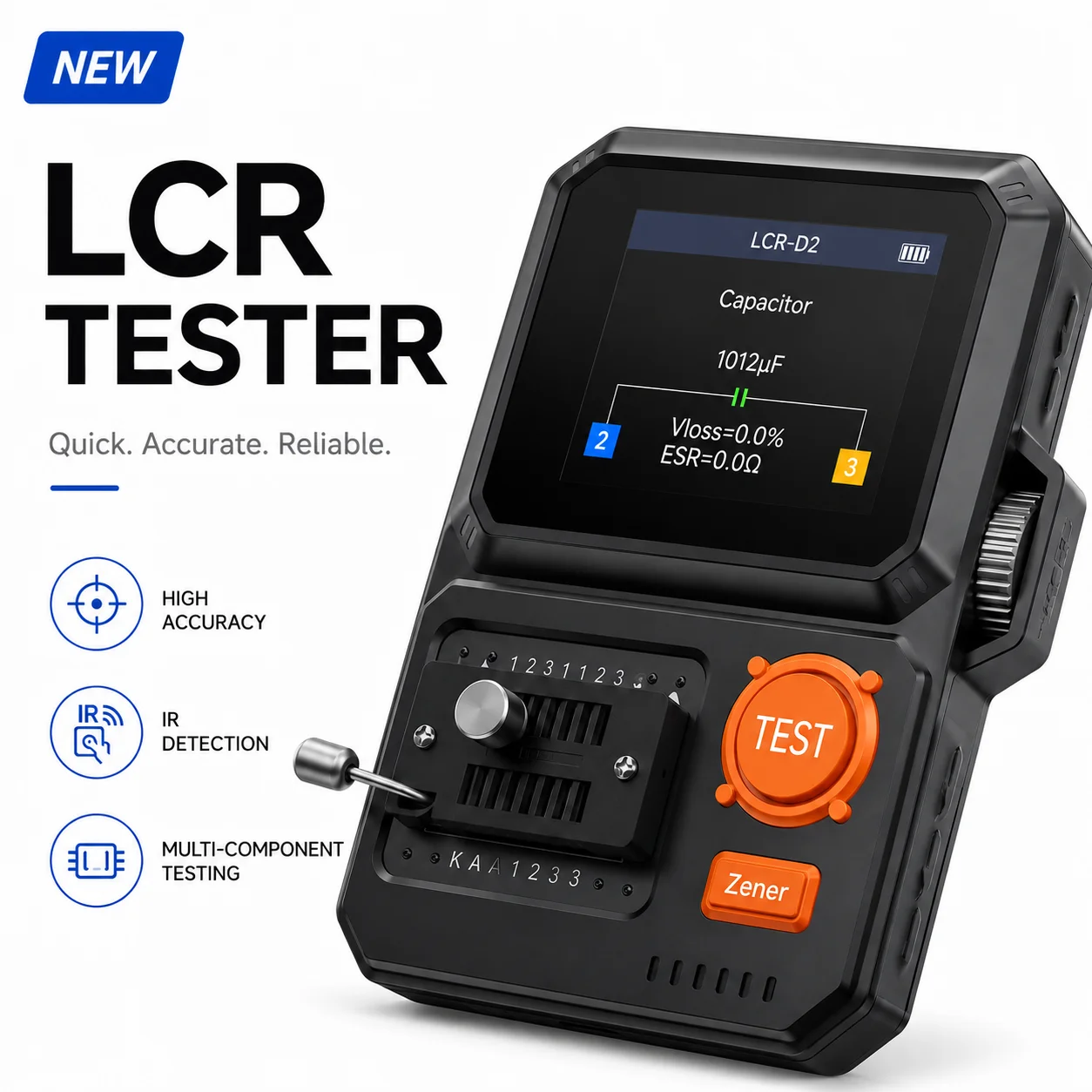 LCR-D2 Multi-function LCR Transistor Tester with IR Decoding Auto-detect SMD Capacitor ESR Vloss Resistor Inductor Diode MOSFET
LCR-D2 Multi-function LCR Transistor Tester with IR Decoding Auto-detect SMD Capacitor ESR Vloss Resistor Inductor Diode MOSFET