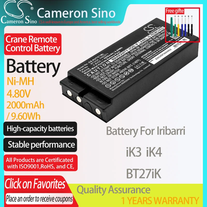 Аккумулятор CameronSino для Iribarri iK3 iK4, подходит для Iribarri BT27iK, батарея для дистанционного управления краном, 2000 мАч/4,80 Вт/ч, в, Ni-MH, черный
Аккумулятор CameronSino для Iribarri iK3 iK4, подходит для Iribarri BT27iK, батарея для дистанционного управления краном, 2000 мАч/4,80 Вт/ч, в, Ni-MH, черный