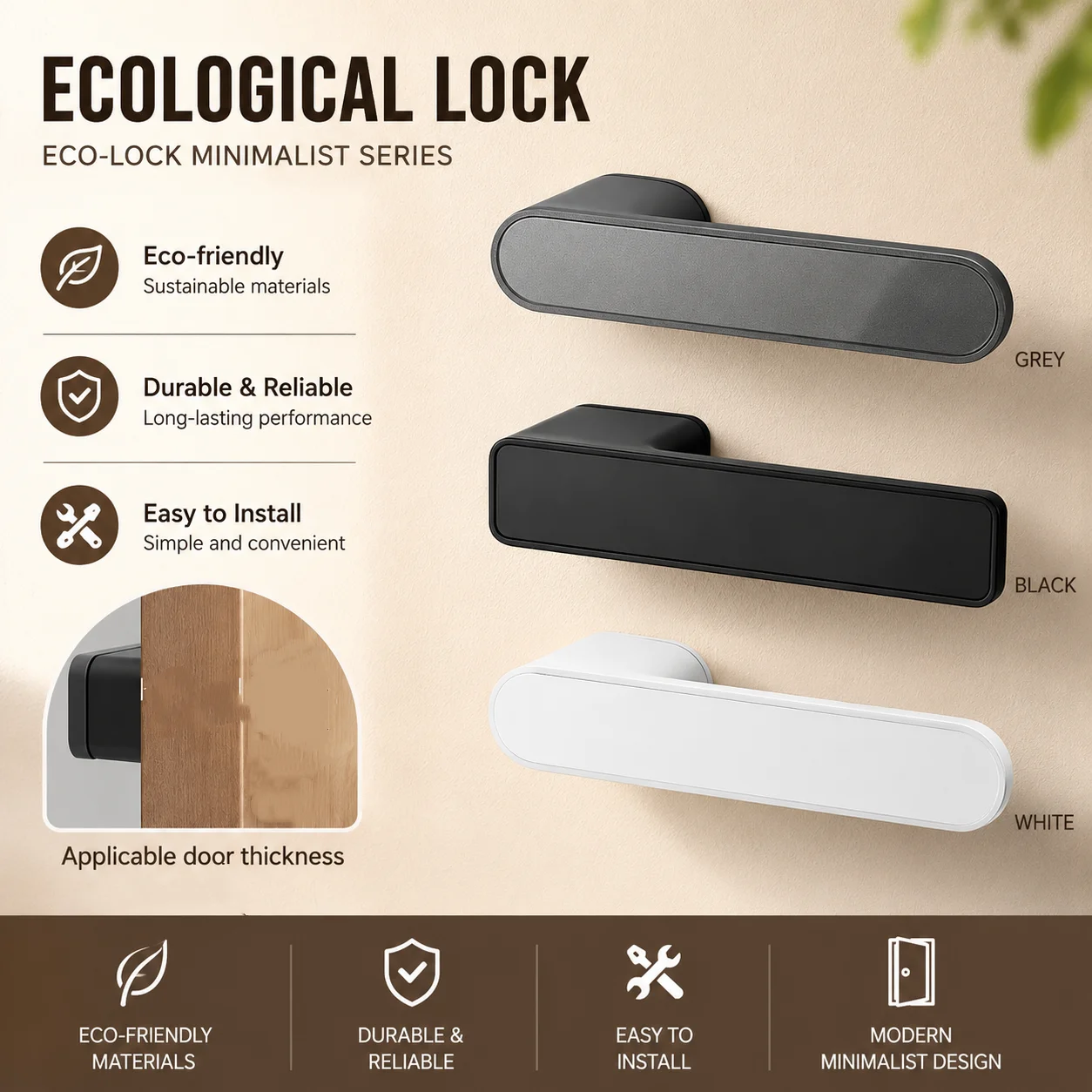 New high aesthetic minimalist room door lock, magnetic silent lock, wooden door handle, minimalist style
New high aesthetic minimalist room door lock, magnetic silent lock, wooden door handle, minimalist style