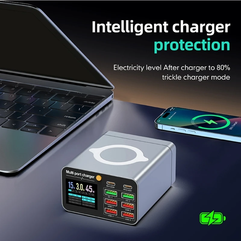 8 Port USB Quick Charging Adapter Hub 80W Fast Wireless Charging Station For Laptop Tablet Phone
8 Port USB Quick Charging Adapter Hub 80W Fast Wireless Charging Station For Laptop Tablet Phone