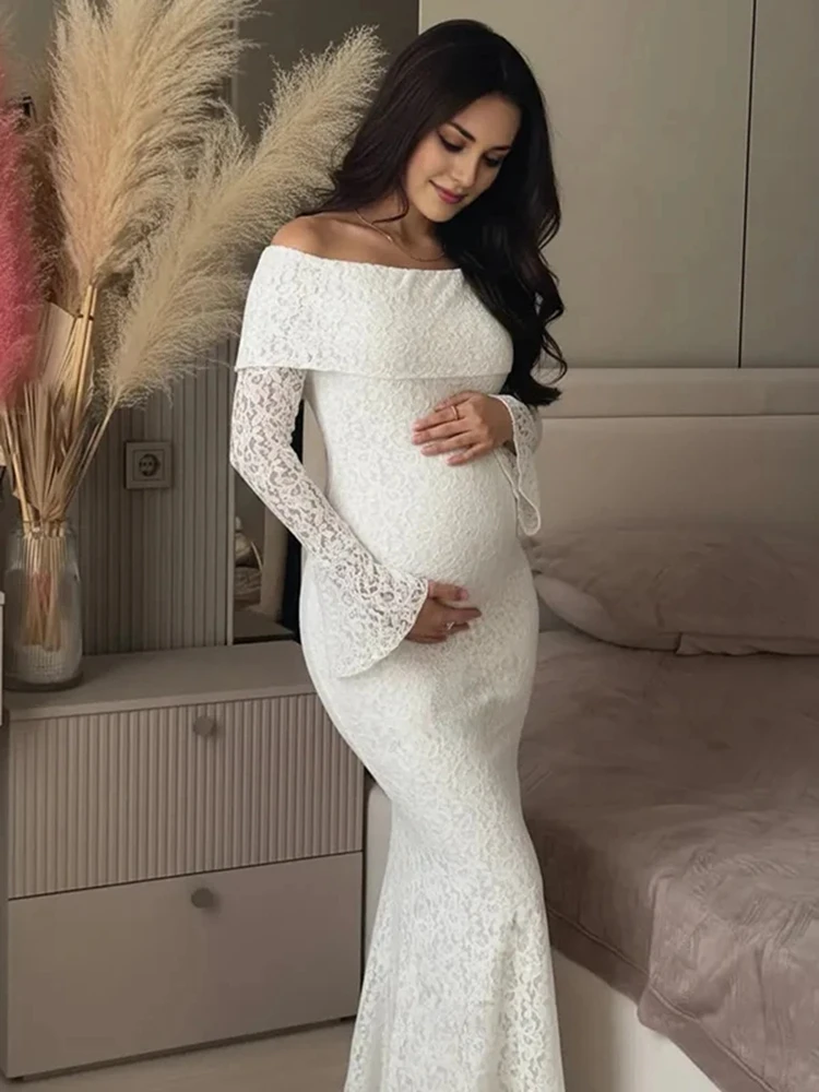 Кружевное платье для фотосессии беременных с открытыми плечами и длинными рукавами, наряд для фотосессии беременных, элегантное платье макси для беременных женщин
Кружевное платье для фотосессии беременных с открытыми плечами и длинными рукавами, наряд для фотосессии беременных, элегантное платье макси для беременных женщин