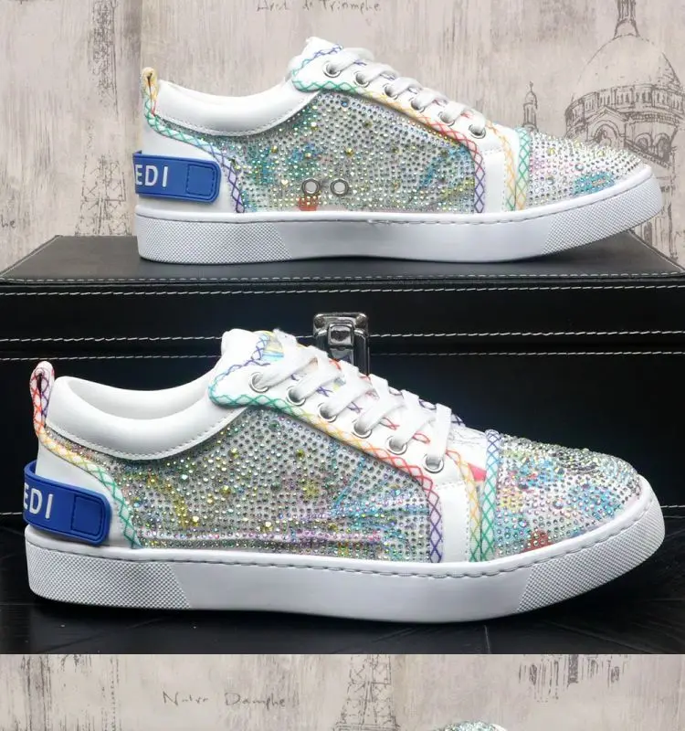 2026 New Men's Round Toe Rhinestone White Sneakers Low-Top Lace-Up Casual Board Shoes Fashion Trendy Versatile
2026 New Men's Round Toe Rhinestone White Sneakers Low-Top Lace-Up Casual Board Shoes Fashion Trendy Versatile
