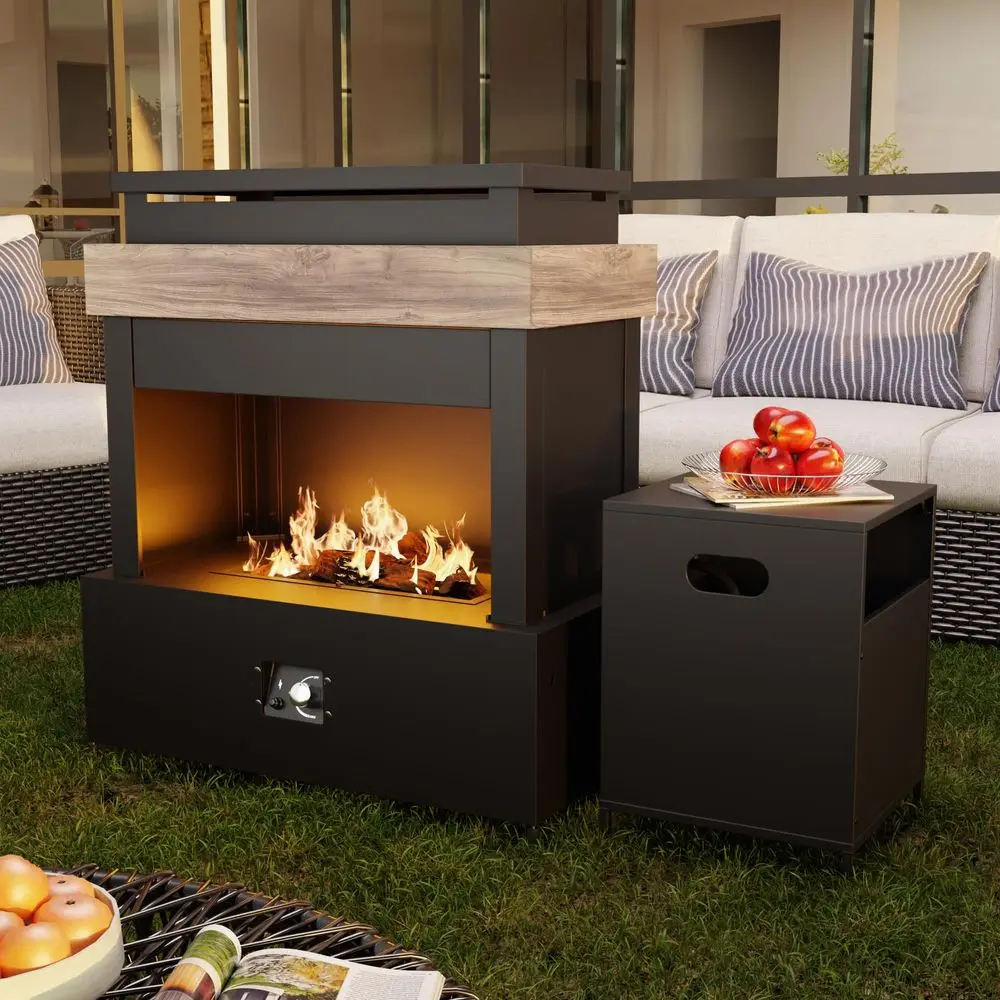 Propane Outdoor Fireplace, 50,000 BTU Patio VentFree Gas Heater, CSA Certified Grey amp Black WeatherResistant Steel, Realistic
Propane Outdoor Fireplace, 50,000 BTU Patio VentFree Gas Heater, CSA Certified Grey amp Black WeatherResistant Steel, Realistic