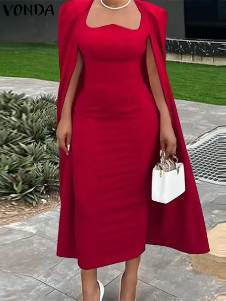 VONDA 2024 Autumn Women Tight-Fitting Dresses Cape Sleeve Party Sundress Square Collar Robe Ankle-Length Vestidos American
VONDA 2024 Autumn Women Tight-Fitting Dresses Cape Sleeve Party Sundress Square Collar Robe Ankle-Length Vestidos American
