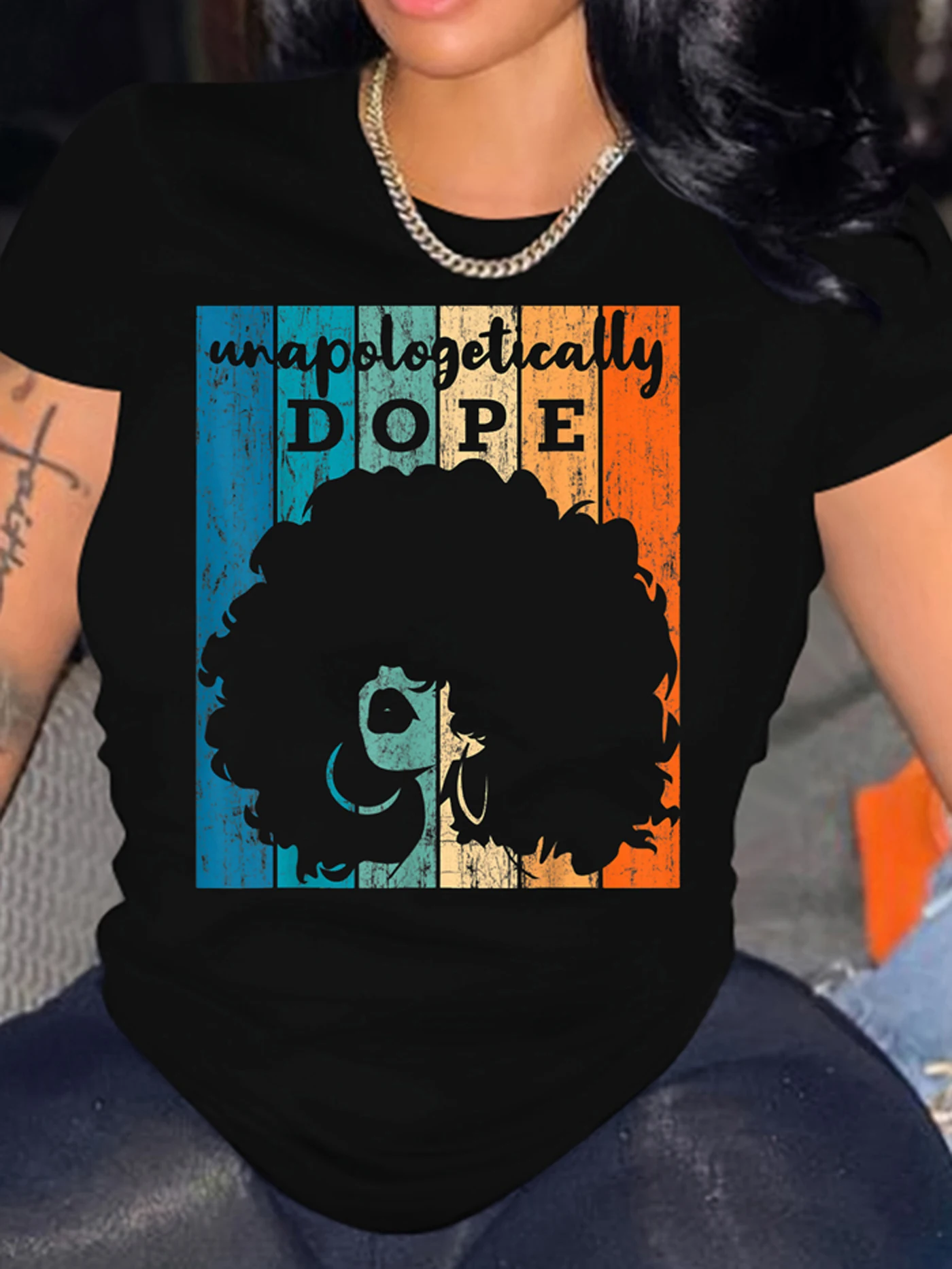 Plus Size Casual T-shirt, Women's Plus Colorblock Cartoon Figure & Slogan Print Short Sleeve Round Neck Medium Stretch T-shirt
Plus Size Casual T-shirt, Women's Plus Colorblock Cartoon Figure & Slogan Print Short Sleeve Round Neck Medium Stretch T-shirt