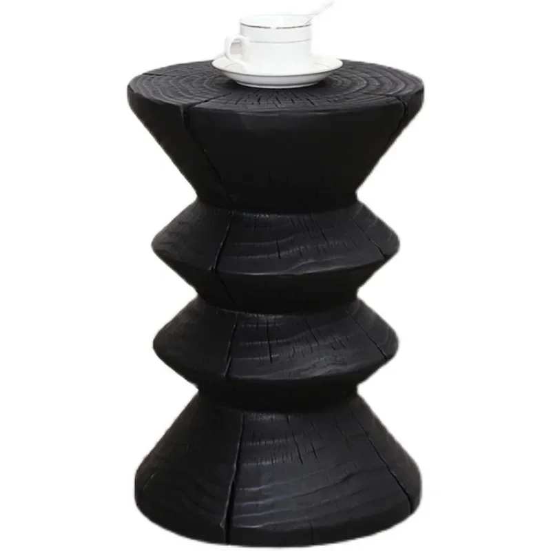 Carbonized wood pier low stool Nordic simple homestay ornament creative round stool black shoe change stool wabi 8 
Carbonized wood pier low stool Nordic simple homestay ornament creative round stool black shoe change stool wabi 8